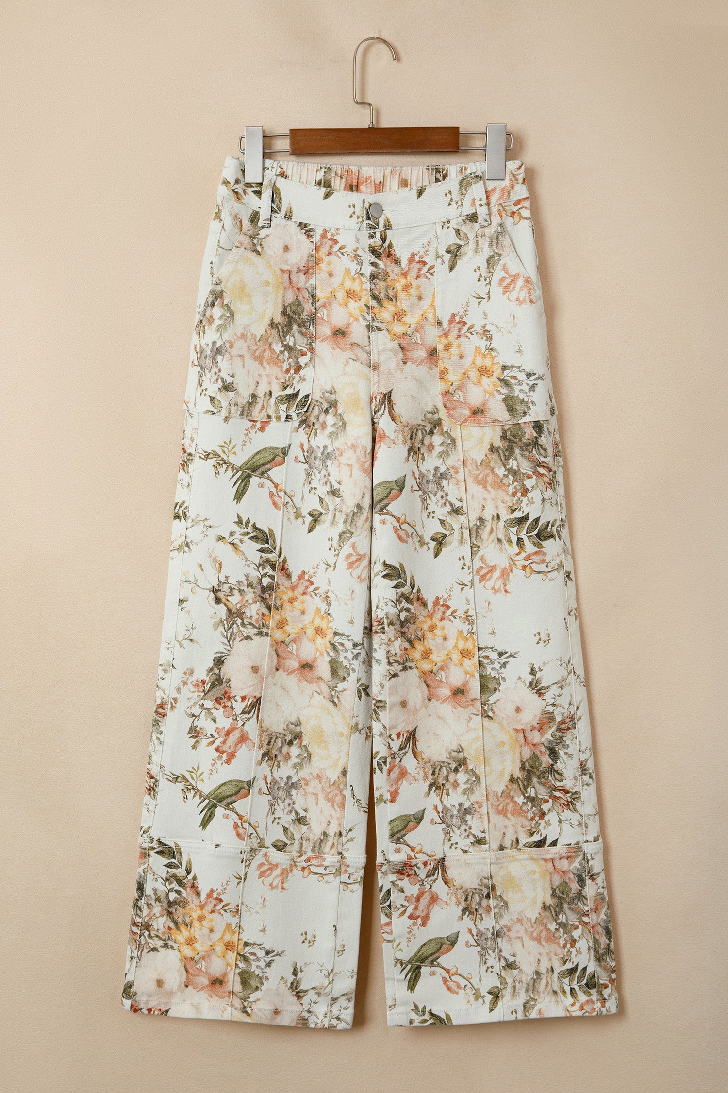 Floral Denim High Waist Wide Leg Jeans