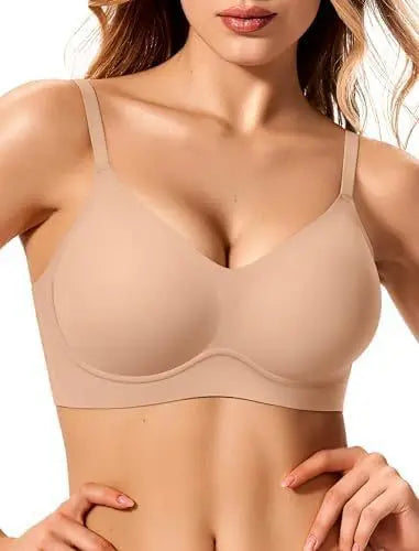 Women's Jelly Bra Wire-free Seamless 3/4 Cup and Thin Molded Bra Soft Support Underwear Comfortable Push-up Bra