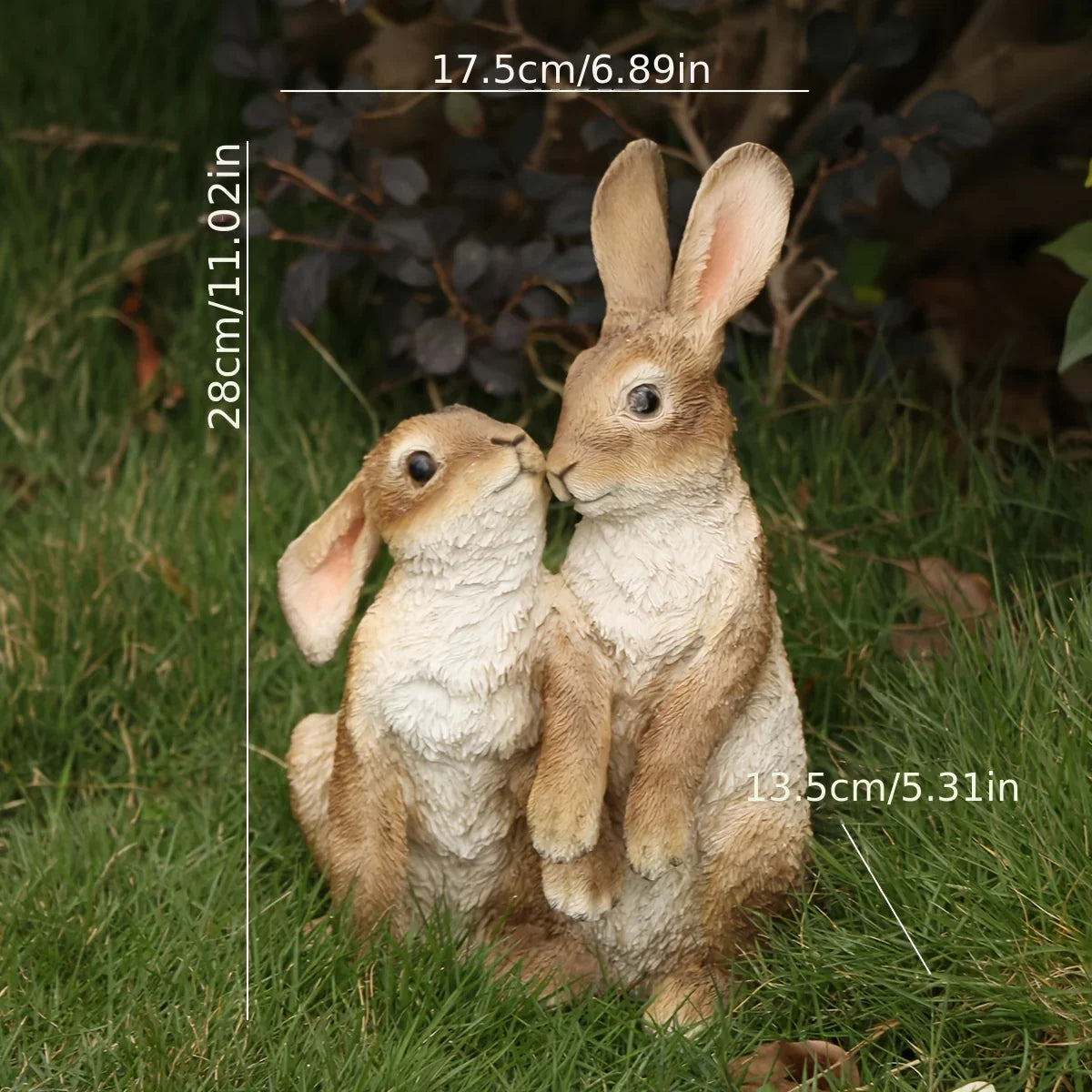 Resin Rabbit Couple Garden Statues for Patio and Balcony